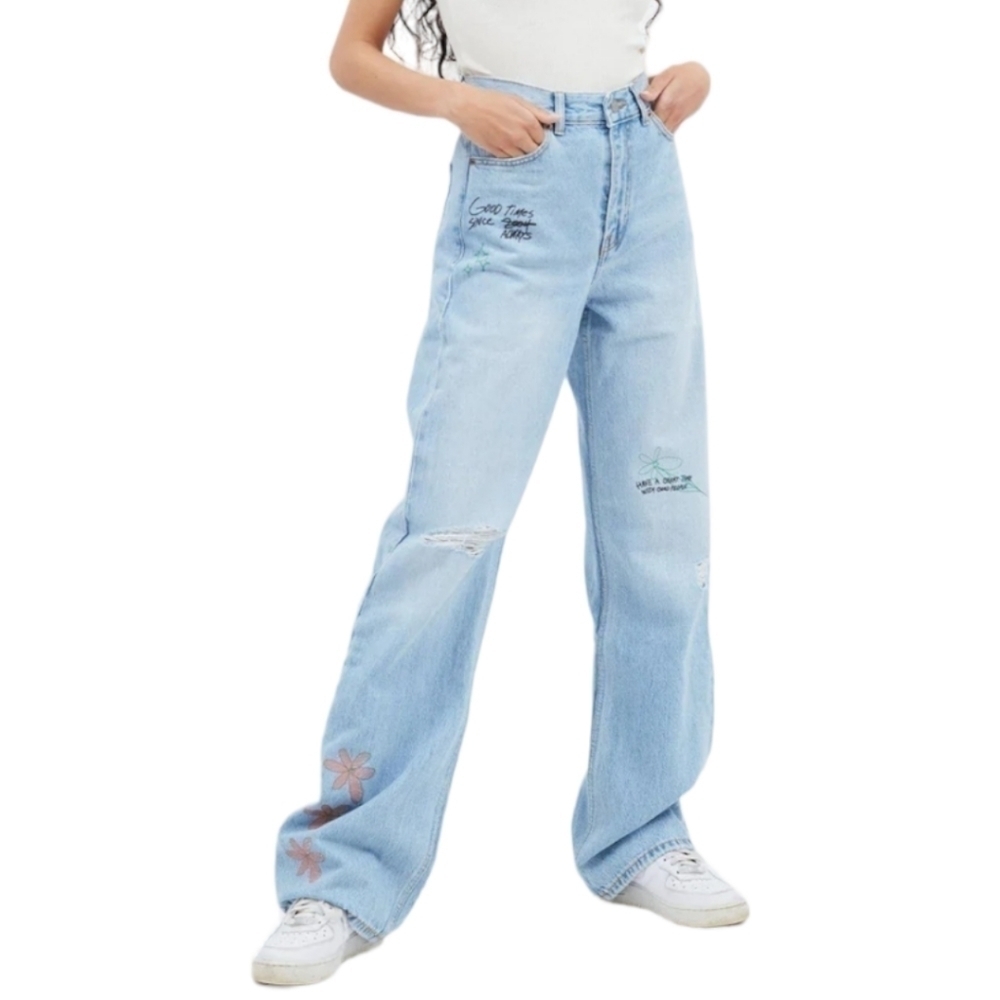 Dr Denim Echo High Rise Wedgie Scribble Jeans Size 26W30L NWT